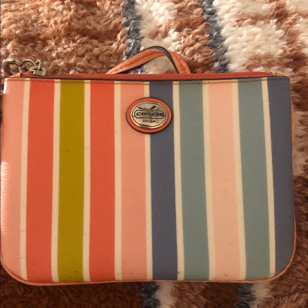 Coach Multicolor Striped Wristlet